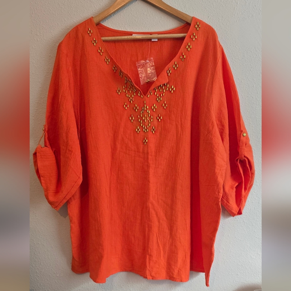 Susan Graver Orange Embellished Tunic